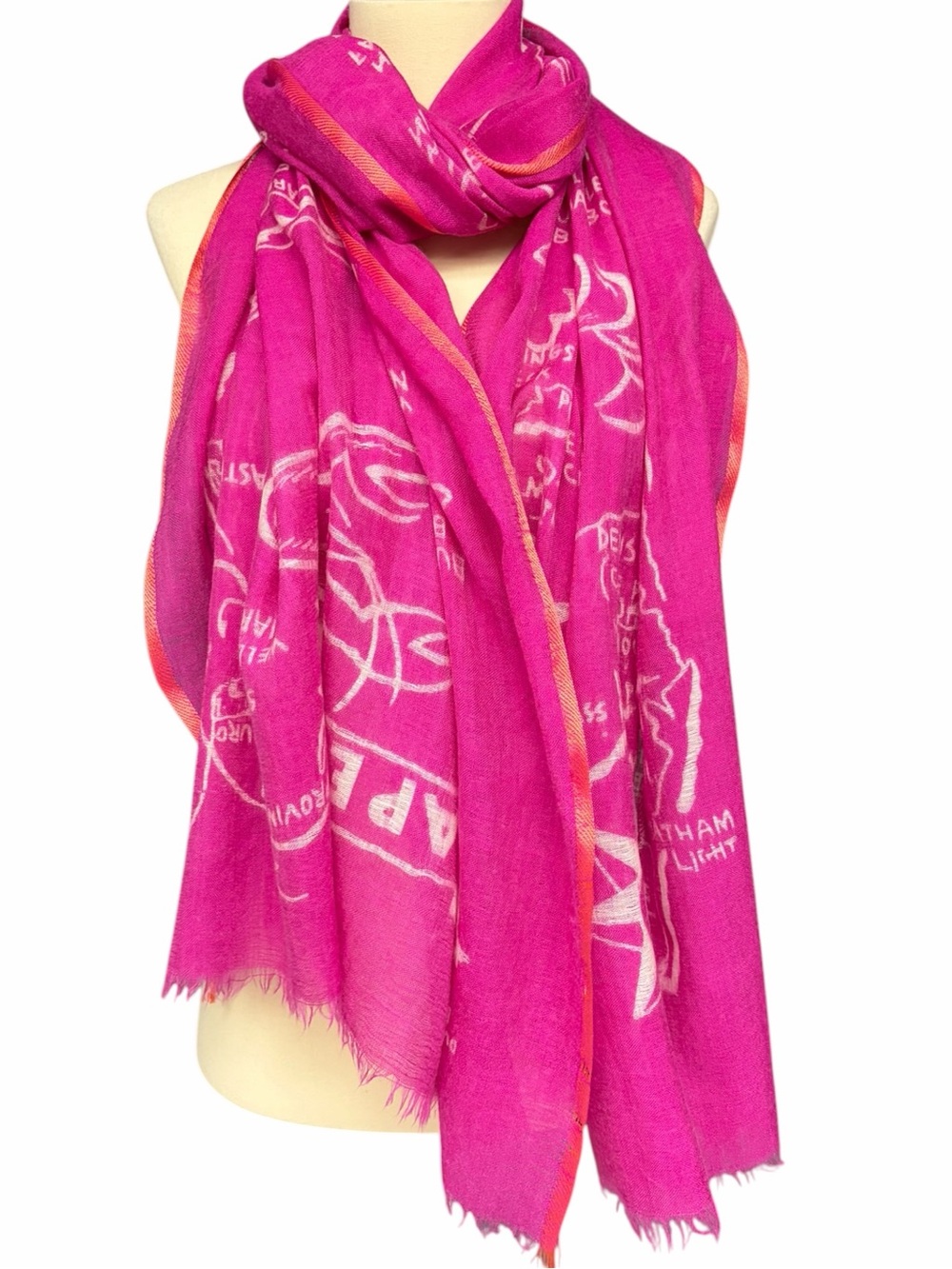 J.Crew Cape Cod Map Oversized Scarf Pink Orange Coastal Wrap